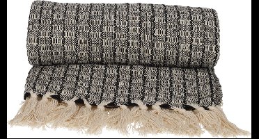 JENS Living Plaid Senn - Gerecycled katoen - 130 x 180 cm - Zwart