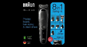 Braun MGK5260 8-in-1 Trimmer, Baardtrimmer Voor Mannen - Gezichts- En Haartrimmer - Zwart/Grijs