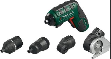 PARKSIDE® Accu-schroefmachine met 4 vervangingsopzetstukken  - Li-Ion-accu: 4 V, 1,5 Ah - 26 bits 25 mm - 2 bits 50mm