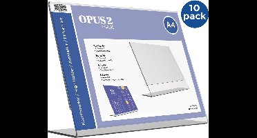 Kaarthouder L-standaard OPUS 2 A4 liggend acryl - 10 stuks