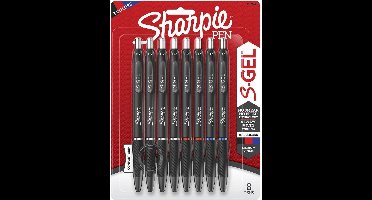 Sharpie - Gelpennen medium punt 0.7mm - Zwart/Blauw/Rood - per 8 verpakt