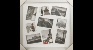 Invotis - Fotokader - Modern - 9 foto's - Zilver - Wit - 50x50 cm