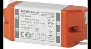 Basetech LD-12-15 LED-transformator Constante spanning 15 W 1.25 A Geschikt voor meubels, Overspanning, Montage op ontv