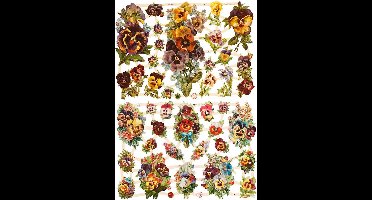 Vintage plaatjes, viooltje, vel 16,5x23,5 cm, 2 vel/ 1 doos