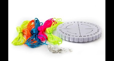 armbandjes knopen rijgen knutselpakket creatief in auto op vakantie vakantiepakket satijnkoord neon kumihimo knoop set pakket knutselwerkje japans knopen sluitingen presentje cadeau kinderfeest knutselfeest sierraden maken