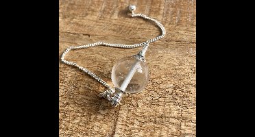 Pendel bergkristal bolvorm & metaal - 1.8-2.3 cm - 19 g - M