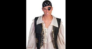 Piraten Vest Unisex - Volwassenen - Zwart/Goud - One Size - Een Stuk
