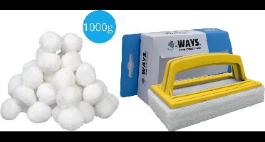 Comfortpool - Filterbollen geschikt voor zandfilterpomp(en) - 1000 gram & WAYS scrubborstel