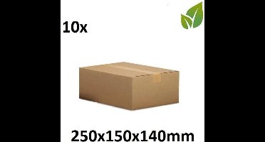 Gerecycled - 10 stuks - Verzenddoos - 250 x 150 x 140 mm - bruin