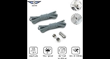 Boscer Elastische Veters Grijs | Capsule Sluitsysteem | Draaicapsule | Schoenveters | Makkelijk Sluitbaar | Jong & Oud!