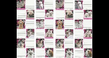 Cuties Schooletiketten met Honden en Poezen | Kaft labels | 25 vellen met 6 stickers