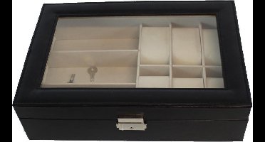 Horlogebox Voor 6 Horloges en 3 brillen - 8 cm x 30 cm x 20,6 cm