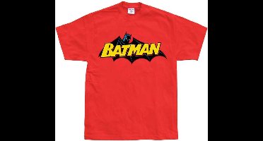 DC Comics Batman Heren Tshirt -M- Retro Logo Rood