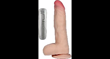 Power Escorts - Levensechte Realistische Vibrator - Super Handige Afstandsbediening met Draad - Net echt - 19 cm Lang - 7 Vibraties - Net echt materiaal Cyberskin - nog beter dan siliconen - Met Zuignap - lekker vet 5-7 cm - Met Mooie Cadeaubox