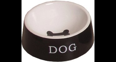Hond Eetbak Steen Zwart/Wit 16cm