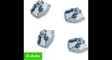DULIMEX staaldraadklem - Enkelvoudig - Voor (waslijn) draad tot Ø 6 mm - Verzinkt - 4 stuks