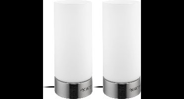Monzana Tafellamp Lumo - 2 Stuks Touch Dimbaar – Satijn Nikkel