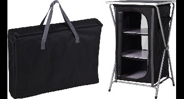 Pro Garden Camping kast vouwbaar - 3 legplanken - inclusief draagtas - 60x53x97cm