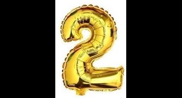 Cijferballon 2 Goud, 16 inch - kindercrea