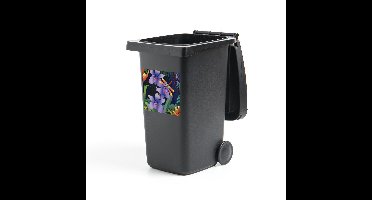 Container sticker Paarse orchidee illustratie - Een vectorillustratie van het regenwoud met een paarse orchidee Klikosticker - 40x40 cm - kliko sticker - weerbestendige containersticker