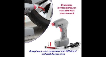 Draagbare Luchtcompressor met LED-Licht Inclusief Accessoires