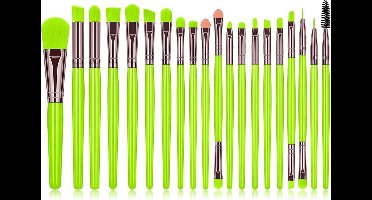 Professionele Make-up Kwasten | Beauty Care Tools | 20-delige Make-up Kwastenset | Mix Van Diverse Kwasten | Groen-Zilver