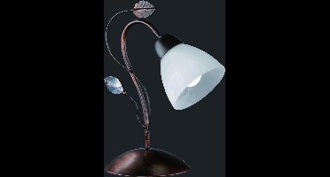Trio Leuchten Traditio - tafellamp - 32 cm hoog - E14 - brons met wit glas
