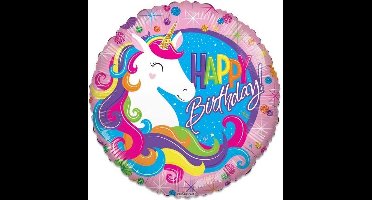 Witbaard Folieballon Birthday Unicorn Meisjes 46 Cm Roze
