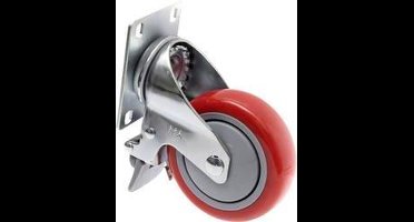 TOOLCRAFT TO-5137956 Zwenkwiel 100 mm met parkeerrem en schroefplaat Draagvermogen (max.): 125 kg