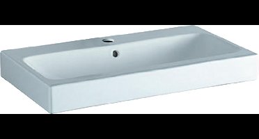 Geberit Icon wastafel 75x48.5x15.5cm 1 wasbak 1 kraangat Midden met overloopgat vuilafstotend Keramiek Wit glans