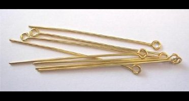 2x100 stuks, Kettelstiften Met Oog, Goud Kleur, 45mm (totaal dus 200 stuks)