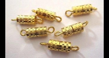 Schroefsluiting goud ton 8 millimeter 6 Stuks