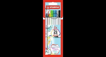 STABILO Pen 68 - Premium Brush Viltstift - Met Flexibele Penseelpunt - Etui Met 8 Verschillende Kleuren