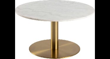 Giga Living Salontafel Menno - Wit Marmer/Goud - Ø80x45cm
