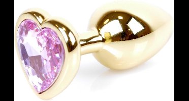 Power Escorts - Anale plug - Met super Romantische Hartjes design - Goud met Roze Steen - Goed Formaat 7 cm lengte - Dia 2.3 cm - Super opwindend - Gemakkelijk gebruikbaar - Handige verpakking - Anal plug