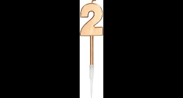 Folat - Verjaardagskaars 2 Brons Metallic