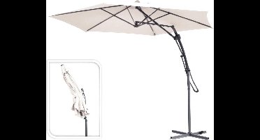 Relaxwonen - Push-up zweefparasol - Ø300cm - creme - stevige kwaliteit