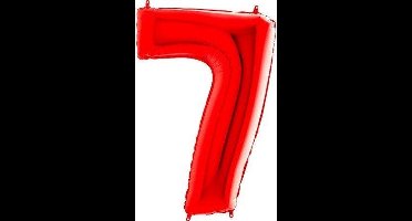 Cijferballon 7 Rood 16inch, 40 cm kindercrea