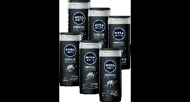 NIVEA MEN Rock Salts Shower Gel - Douchegel - 3-in-1 formule - Voor dagelijks gebruik - Voordeelverpakking van 6 x 250 ml