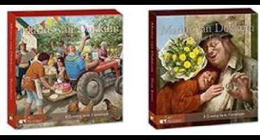 Marius van Dokkum. Set van 2 kaartenmapjes met dubbele wenskaarten True love - Tuinfeest ( totaal 16 kaarten)