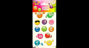 Funny Faces Tattoos - Tijdelijke Tattoo - Body Glitter - Plak Tattoos - Nep Tattoo - Fake Tattoo - Kinderen en volwassenen - 1 Vel met 12 tattoos