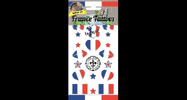 France Tattoos - Frankrijk Tattoos - Tijdelijke Tattoo - Body Glitter - Plak Tattoos - Nep Tattoo - Fake Tattoo - Vlaggen - Kinderen en volwassenen - 1 Vel met 12 tattoos