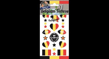 Belgium Tattoos - België Tattoos - Tijdelijke Tattoo - Body Glitter - Plak Tattoos - Nep Tattoo - Fake Tattoo - Vlaggen - Kinderen en volwassenen - 1 Vel met 12 tattoos