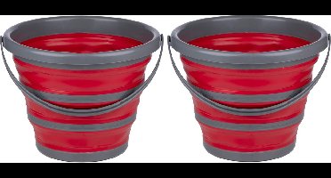 Dirt Devil Opvouwbare emmer - 2x - rood/grijs - 10 liter - inklapbaar