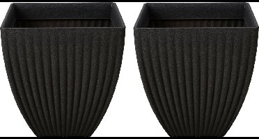 Pro Garden Plantenpot - 2x - kunststof - antraciet - 40 x 42 cm - bloempot