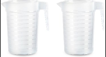 Plastcforte Waterkan/schenkkan - 2x - transparant - 1000 ML - kunststof