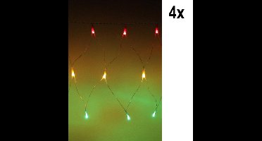 4x Lichtnet rood/geel/groen 45 lamps 30cm x 120cm - Carnaval Thema feest festival verlichting
