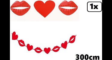 Guirlande hartjes en kusjes 300cm - Slinger liefde huwelijk love hart kus