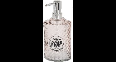 Items Zeeppompje/dispenser - 17 cm - glas - oranje - 300 ml - navulbaar - toilet/badkamer/keuken