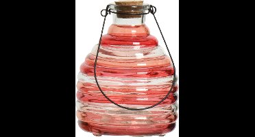 Decoris Wespenvanger/wespenval met hengsel - glas - rood - D13 x H17 cm